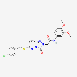 molecular formula C22H20ClN5O4S B2815635 2-(6-((4-chlorobenzyl)thio)-3-oxo-[1,2,4]triazolo[4,3-b]pyridazin-2(3H)-yl)-N-(3,4-dimethoxyphenyl)acetamide CAS No. 1040655-33-1