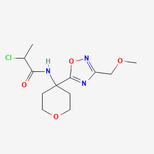 2-Chloro-N-[4-[3-(methoxymethyl)-1,2,4-oxadiazol-5-yl]oxan-4-yl]propanamide