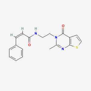 molecular formula C18H17N3O2S B2815654 (Z)-N-(2-(2-methyl-4-oxothieno[2,3-d]pyrimidin-3(4H)-yl)ethyl)-3-phenylacrylamide CAS No. 1904633-36-8
