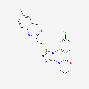 molecular formula C23H24ClN5O2S B2815659 2-[(8-chloro-4-isobutyl-5-oxo-4,5-dihydro[1,2,4]triazolo[4,3-a]quinazolin-1-yl)thio]-N-(2,4-dimethylphenyl)acetamide CAS No. 1111176-31-8