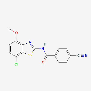 molecular formula C16H10ClN3O2S B2815663 N-(7-氯-4-甲氧基苯并[d]噻唑-2-基)-4-氰基苯甲酰胺 CAS No. 886947-50-8