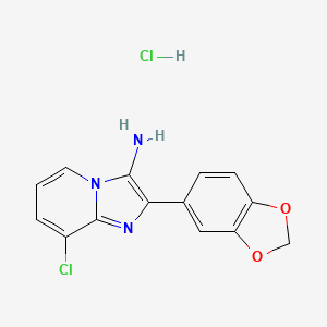 molecular formula C14H11Cl2N3O2 B2815669 2-(1,3-苯并二噁英-5-基)-8-氯咪唑并[1,2-a]吡啶-3-胺；盐酸盐 CAS No. 2228908-11-8