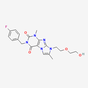 molecular formula C20H22FN5O4 B2815673 3-(4-氟苄基)-8-(2-(2-羟基乙氧基)乙基)-1,7-二甲基-1H-咪唑并[2,1-f]嘧啶-2,4(3H,8H)-二酮 CAS No. 915927-95-6