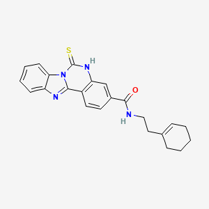 molecular formula C23H22N4OS B2815675 N-[2-(cyclohexen-1-yl)ethyl]-6-sulfanylidene-5H-benzimidazolo[1,2-c]quinazoline-3-carboxamide CAS No. 443671-07-6