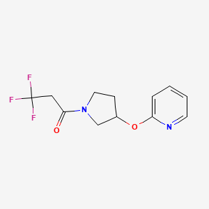 molecular formula C12H13F3N2O2 B2815680 3,3,3-Trifluoro-1-(3-(pyridin-2-yloxy)pyrrolidin-1-yl)propan-1-one CAS No. 1904245-26-6