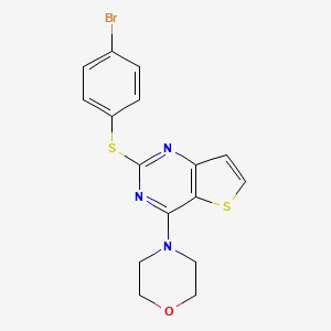 molecular formula C16H14BrN3OS2 B2815686 2-[(4-Bromophenyl)sulfanyl]-4-morpholinothieno[3,2-d]pyrimidine CAS No. 860609-99-0