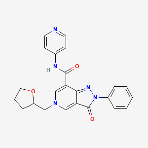 3-oxo-2-phenyl-N-(pyridin-4-yl)-5-((tetrahydrofuran-2-yl)methyl)-3,5-dihydro-2H-pyrazolo[4,3-c]pyridine-7-carboxamide