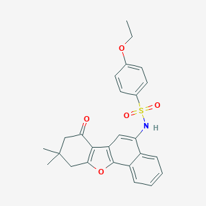 molecular formula C26H25NO5S B281570 N-{14,14-dimethyl-12-oxo-17-oxatetracyclo[8.7.0.0^{2,7}.0^{11,16}]heptadeca-1,3,5,7,9,11(16)-hexaen-8-yl}-4-ethoxybenzene-1-sulfonamide 