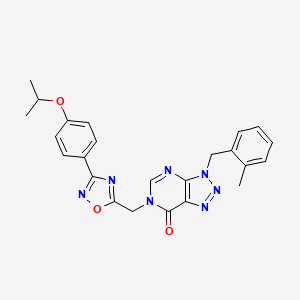 molecular formula C24H23N7O3 B2815702 6-((3-(4-异丙氧基苯基)-1,2,4-噁二唑-5-基)甲基)-3-(2-甲基苯甲基)-3H-[1,2,3]三唑并[4,5-d]嘧啶-7(6H)-酮 CAS No. 1207014-28-5
