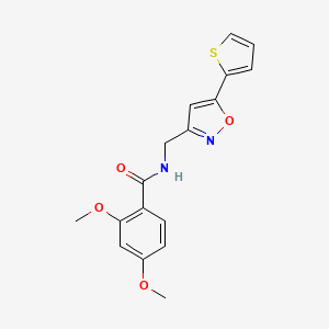 molecular formula C17H16N2O4S B2815733 2,4-dimethoxy-N-((5-(thiophen-2-yl)isoxazol-3-yl)methyl)benzamide CAS No. 946341-08-8