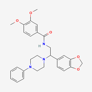 molecular formula C28H31N3O5 B2815734 N-(2-(benzo[d][1,3]dioxol-5-yl)-2-(4-phenylpiperazin-1-yl)ethyl)-3,4-dimethoxybenzamide CAS No. 896356-77-7