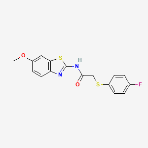 molecular formula C16H13FN2O2S2 B2815748 2-((4-fluorophenyl)thio)-N-(6-methoxybenzo[d]thiazol-2-yl)acetamide CAS No. 884811-57-8