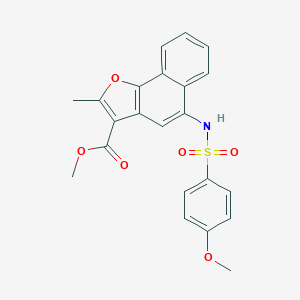 molecular formula C22H19NO6S B281575 Methyl 5-{[(4-methoxyphenyl)sulfonyl]amino}-2-methylnaphtho[1,2-b]furan-3-carboxylate 