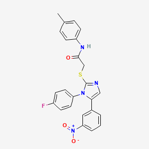 molecular formula C24H19FN4O3S B2815763 2-((1-(4-fluorophenyl)-5-(3-nitrophenyl)-1H-imidazol-2-yl)thio)-N-(p-tolyl)acetamide CAS No. 1234898-33-9