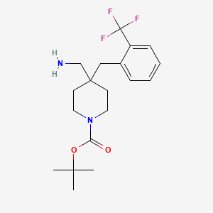 molecular formula C19H27F3N2O2 B2815774 tert-Butyl 4-(aminomethyl)-4-[2-(trifluoromethyl)benzyl]piperidine-1-carboxylate CAS No. 1779126-06-5