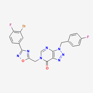 molecular formula C20H12BrF2N7O2 B2815783 6-((3-(3-bromo-4-fluorophenyl)-1,2,4-oxadiazol-5-yl)methyl)-3-(4-fluorobenzyl)-3H-[1,2,3]triazolo[4,5-d]pyrimidin-7(6H)-one CAS No. 1223992-24-2