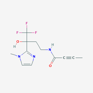 molecular formula C12H14F3N3O2 B2815800 N-[4,4,4-Trifluoro-3-hydroxy-3-(1-methylimidazol-2-yl)butyl]but-2-ynamide CAS No. 2411299-21-1