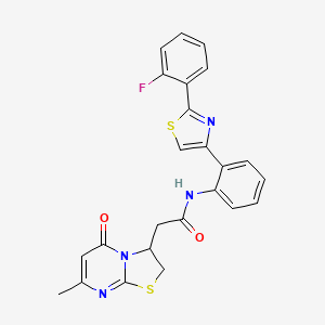 N-(2-(2-(2-fluorophenyl)thiazol-4-yl)phenyl)-2-(7-methyl-5-oxo-3,5-dihydro-2H-thiazolo[3,2-a]pyrimidin-3-yl)acetamide