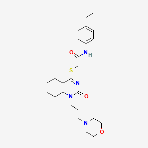 molecular formula C25H34N4O3S B2815810 N-(4-乙基苯基)-2-((1-(3-吗啉丙基)-2-氧代-1,2,5,6,7,8-六氢喹唑啉-4-基)硫)乙酰胺 CAS No. 899950-53-9