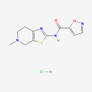 molecular formula C11H13ClN4O2S B2815818 N-(5-methyl-4,5,6,7-tetrahydrothiazolo[5,4-c]pyridin-2-yl)isoxazole-5-carboxamide hydrochloride CAS No. 1189686-29-0