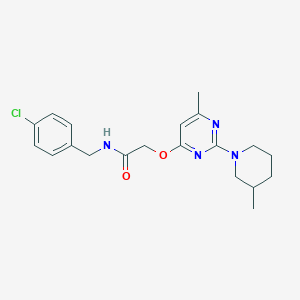 molecular formula C20H25ClN4O2 B2815822 N-(4-chlorobenzyl)-2-{[6-methyl-2-(3-methylpiperidin-1-yl)pyrimidin-4-yl]oxy}acetamide CAS No. 1226435-17-1