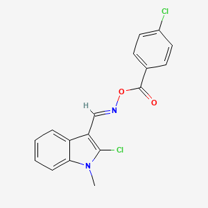molecular formula C17H12Cl2N2O2 B2815839 2-chloro-3-({[(4-chlorobenzoyl)oxy]imino}methyl)-1-methyl-1H-indole CAS No. 477887-51-7