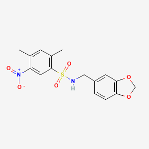 molecular formula C16H16N2O6S B2815842 N-(1,3-苯并二噁嗪-5-基甲基)-2,4-二甲基-5-硝基苯磺酰胺 CAS No. 433240-51-8