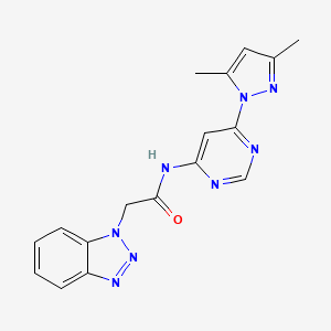 molecular formula C17H16N8O B2815847 2-(1H-苯并[d][1,2,3]三唑-1-基)-N-(6-(3,5-二甲基-1H-吡唑-1-基)嘧啶-4-基)乙酰胺 CAS No. 1797775-98-4