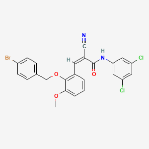 molecular formula C24H17BrCl2N2O3 B2815848 (Z)-3-[2-[(4-bromophenyl)methoxy]-3-methoxyphenyl]-2-cyano-N-(3,5-dichlorophenyl)prop-2-enamide CAS No. 522656-90-2