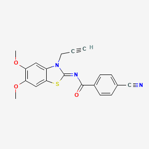 molecular formula C20H15N3O3S B2815849 4-cyano-N-(5,6-dimethoxy-3-prop-2-ynyl-1,3-benzothiazol-2-ylidene)benzamide CAS No. 895454-64-5