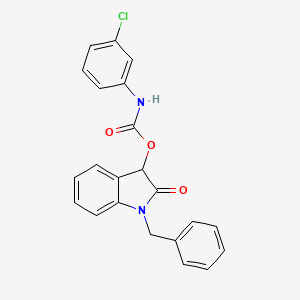 molecular formula C22H17ClN2O3 B2815853 1-苄基-2-氧代-2,3-二氢-1H-吲哚-3-基 N-(3-氯苯基)氨基甲酸酯 CAS No. 400076-65-5