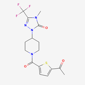 molecular formula C16H17F3N4O3S B2815854 1-(1-(5-acetylthiophene-2-carbonyl)piperidin-4-yl)-4-methyl-3-(trifluoromethyl)-1H-1,2,4-triazol-5(4H)-one CAS No. 2034282-52-3