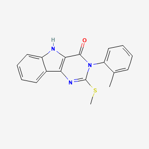 molecular formula C18H15N3OS B2815862 3-(2-methylphenyl)-2-methylsulfanyl-5H-pyrimido[5,4-b]indol-4-one CAS No. 888435-88-9