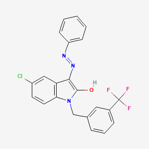 molecular formula C22H15ClF3N3O B2815879 5-chloro-1-[3-(trifluoromethyl)benzyl]-1H-indole-2,3-dione 3-(N-phenylhydrazone) CAS No. 303984-80-7