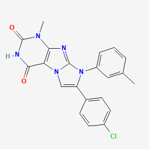 molecular formula C21H16ClN5O2 B2815886 7-(4-chlorophenyl)-1-methyl-8-(m-tolyl)-1H-imidazo[2,1-f]purine-2,4(3H,8H)-dione CAS No. 923369-03-3