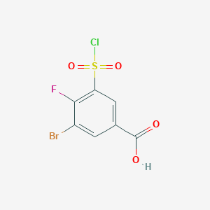 molecular formula C7H3BrClFO4S B2815889 3-Bromo-4-fluoro-5-(chlorosulfonyl)benzoic acid CAS No. 869529-35-1