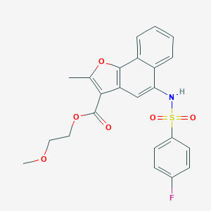 molecular formula C23H20FNO6S B281589 2-Methoxyethyl 5-{[(4-fluorophenyl)sulfonyl]amino}-2-methylnaphtho[1,2-b]furan-3-carboxylate 