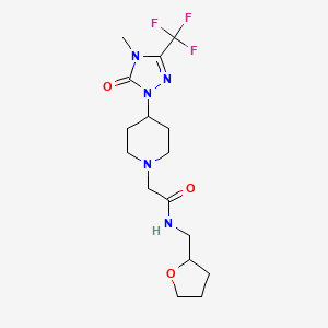 2-(4-(4-methyl-5-oxo-3-(trifluoromethyl)-4,5-dihydro-1H-1,2,4-triazol-1-yl)piperidin-1-yl)-N-((tetrahydrofuran-2-yl)methyl)acetamide