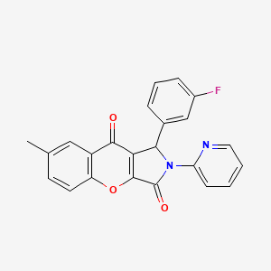molecular formula C23H15FN2O3 B2815903 1-(3-Fluorophenyl)-7-methyl-2-(pyridin-2-yl)-1,2-dihydrochromeno[2,3-c]pyrrole-3,9-dione CAS No. 847378-21-6