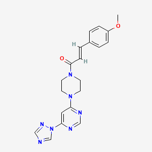 molecular formula C20H21N7O2 B2815908 (E)-1-(4-(6-(1H-1,2,4-triazol-1-yl)pyrimidin-4-yl)piperazin-1-yl)-3-(4-methoxyphenyl)prop-2-en-1-one CAS No. 1798977-42-0