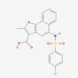 molecular formula C20H14ClNO5S B281592 5-{[(4-Chlorophenyl)sulfonyl]amino}-2-methylnaphtho[1,2-b]furan-3-carboxylic acid 