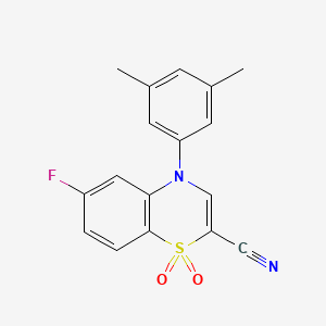 molecular formula C17H13FN2O2S B2815926 4-(3,5-dimethylphenyl)-6-fluoro-4H-benzo[b][1,4]thiazine-2-carbonitrile 1,1-dioxide CAS No. 1207002-47-8