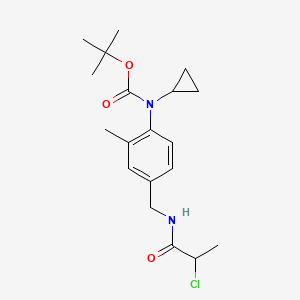 molecular formula C19H27ClN2O3 B2815931 Tert-butyl N-[4-[(2-chloropropanoylamino)methyl]-2-methylphenyl]-N-cyclopropylcarbamate CAS No. 2411255-06-4