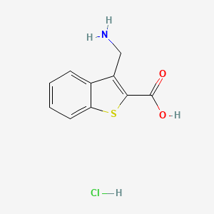 molecular formula C10H10ClNO2S B2815945 3-(Aminomethyl)-1-benzothiophene-2-carboxylic acid;hydrochloride CAS No. 2580216-62-0
