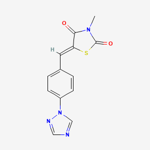 molecular formula C13H10N4O2S B2815951 3-methyl-5-{(Z)-[4-(1H-1,2,4-triazol-1-yl)phenyl]methylidene}-1,3-thiazolane-2,4-dione CAS No. 866008-42-6