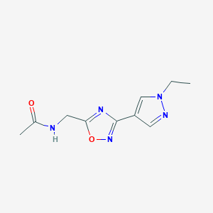 molecular formula C10H13N5O2 B2815961 N-((3-(1-ethyl-1H-pyrazol-4-yl)-1,2,4-oxadiazol-5-yl)methyl)acetamide CAS No. 2194847-30-6