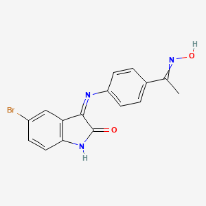 5-bromo-3-({4-[1-(hydroxyimino)ethyl]phenyl}imino)-2,3-dihydro-1H-indol-2-one