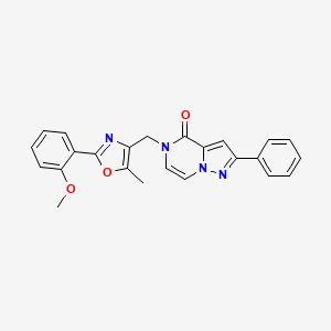 molecular formula C24H20N4O3 B2815968 5-((2-(2-甲氧基苯基)-5-甲氧基噁唑-4-基)甲基)-2-苯基吡唑并[1,5-a]吡嗪-4(5H)-酮 CAS No. 1358831-03-4