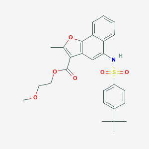 molecular formula C27H29NO6S B281599 2-Methoxyethyl 5-{[(4-tert-butylphenyl)sulfonyl]amino}-2-methylnaphtho[1,2-b]furan-3-carboxylate 