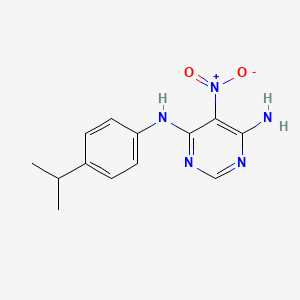 molecular formula C13H15N5O2 B2815996 5-nitro-N-[4-(propan-2-yl)phenyl]pyrimidine-4,6-diamine CAS No. 450345-05-8